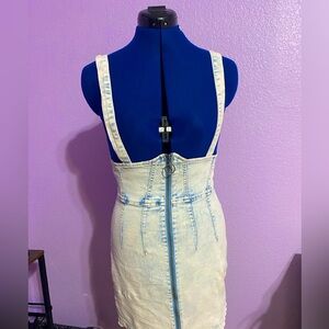 Wild Fable Light Wash Distressed Overall Denim Mini Dress